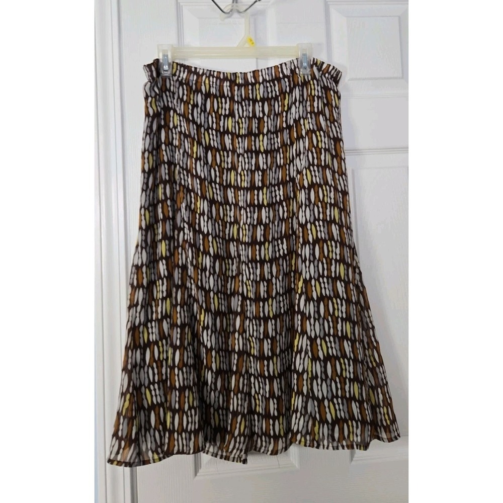 Kasper Women's Brown, Yellow, Grey,‎ Multicolor Pull on Midi Skirt Size XL